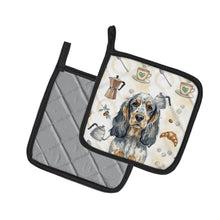 Load image into Gallery viewer, Blue Roan &amp; Tan English Cocker Spaniel Coffee Bar Pair of Pot Holders
