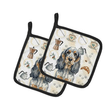 Load image into Gallery viewer, Blue Roan &amp; Tan English Cocker Spaniel Coffee Bar Pair of Pot Holders