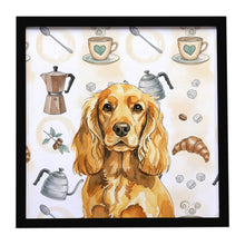 Load image into Gallery viewer, Golden English Cocker Spaniel Coffee Bar Framed Metal Print