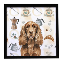 Load image into Gallery viewer, Liver English Cocker Spaniel Coffee Bar Framed Metal Print