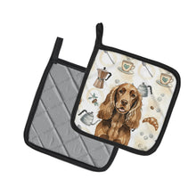 Load image into Gallery viewer, Liver English Cocker Spaniel Coffee Bar Pair of Pot Holders