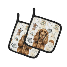 Load image into Gallery viewer, Liver English Cocker Spaniel Coffee Bar Pair of Pot Holders