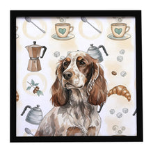 Load image into Gallery viewer, Liver Roan English Cocker Spaniel Coffee Bar Framed Metal Print