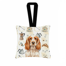 Load image into Gallery viewer, Orange Roan English Cocker Spaniel Coffee Bar Hanging Square Fabric Ornament 3.5 × 3.5
