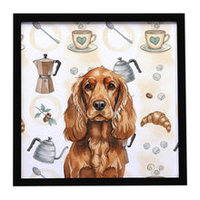 Load image into Gallery viewer, Red English Cocker Spaniel Coffee Bar Framed Metal Print