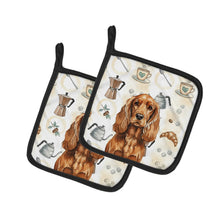 Load image into Gallery viewer, Red English Cocker Spaniel Coffee Bar Pair of Pot Holders