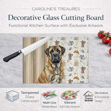 Load image into Gallery viewer, Brindle English Mastiff Coffee Bar Glass Cutting Board