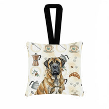 Load image into Gallery viewer, Brindle English Mastiff Coffee Bar Hanging Square Fabric Ornament 3.5 × 3.5