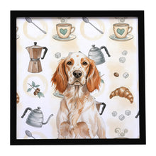 Load image into Gallery viewer, Orange Belton English Setter Coffee Bar Framed Metal Print