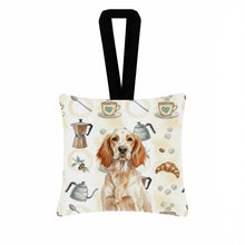 Load image into Gallery viewer, Orange Belton English Setter Coffee Bar Hanging Square Fabric Ornament 3.5 × 3.5