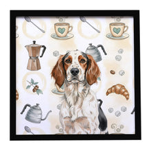 Load image into Gallery viewer, Tricolor English Setter Coffee Bar Framed Metal Print