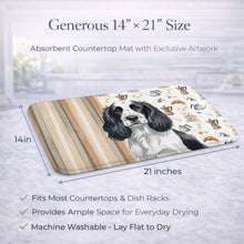 Load image into Gallery viewer, Black and White English Springer Spaniel Coffee Bar Dish Drying Mat