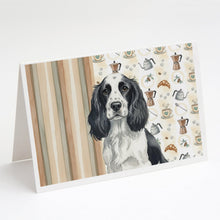 Load image into Gallery viewer, Black and White English Springer Spaniel Coffee Bar Greeting Cards Pack of 8