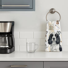 Load image into Gallery viewer, Black and White English Springer Spaniel Coffee Bar Kitchen Towel