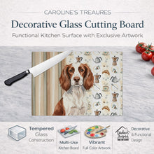 Load image into Gallery viewer, Liver and White English Springer Spaniel Coffee Bar Glass Cutting Board
