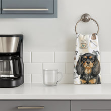 Load image into Gallery viewer, Black and Tan English Toy Spaniel Coffee Bar Kitchen Towel