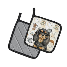 Load image into Gallery viewer, Black and Tan English Toy Spaniel Coffee Bar Pair of Pot Holders