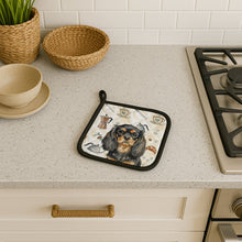 Load image into Gallery viewer, Black and Tan English Toy Spaniel Coffee Bar Pair of Pot Holders