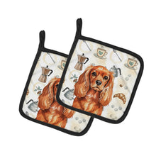 Load image into Gallery viewer, Ruby English Toy Spaniel Coffee Bar Pair of Pot Holders