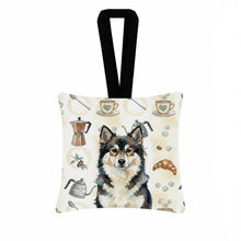 Load image into Gallery viewer, Finnish Lapphund Coffee Bar Hanging Square Fabric Ornament 3.5 × 3.5