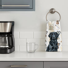 Load image into Gallery viewer, Black Flat-Coated Retriever Coffee Bar Kitchen Towel