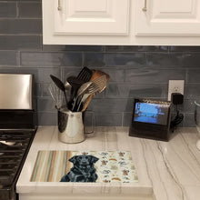 Load image into Gallery viewer, Black Flat-Coated Retriever Coffee Bar Glass Cutting Board