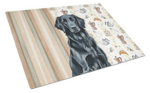 Load image into Gallery viewer, Black Flat-Coated Retriever Coffee Bar Glass Cutting Board