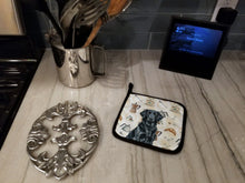 Load image into Gallery viewer, Black Flat-Coated Retriever Coffee Bar Pair of Pot Holders