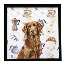 Load image into Gallery viewer, Liver Flat-Coated Retriever Coffee Bar Framed Metal Print
