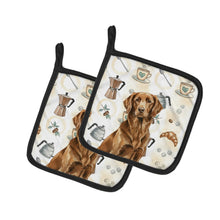 Load image into Gallery viewer, Liver Flat-Coated Retriever Coffee Bar Pair of Pot Holders