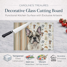 Load image into Gallery viewer, Pied French Bulldog Coffee Bar Glass Cutting Board