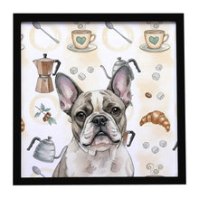 Load image into Gallery viewer, Pied French Bulldog Coffee Bar Framed Metal Print