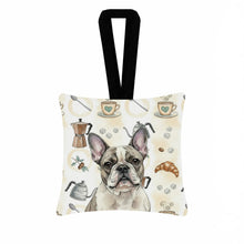 Load image into Gallery viewer, Pied French Bulldog Coffee Bar Hanging Square Fabric Ornament 3.5 × 3.5
