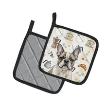 Load image into Gallery viewer, Pied French Bulldog Coffee Bar Pair of Pot Holders