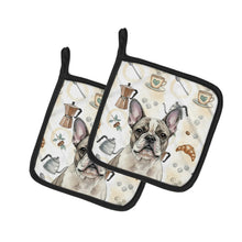 Load image into Gallery viewer, Pied French Bulldog Coffee Bar Pair of Pot Holders
