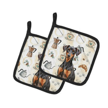 Load image into Gallery viewer, German Pinscher Coffee Bar Pair of Pot Holders