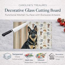 Load image into Gallery viewer, Black and Tan German Shepherd Coffee Bar Glass Cutting Board