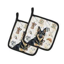 Load image into Gallery viewer, Black and Tan German Shepherd Coffee Bar Pair of Pot Holders