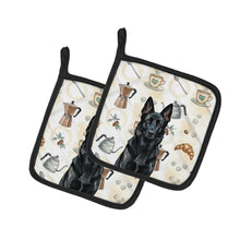 Load image into Gallery viewer, Black German Shepherd Coffee Bar Pair of Pot Holders