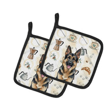 Load image into Gallery viewer, German Shepherd Coffee Bar Pair of Pot Holders