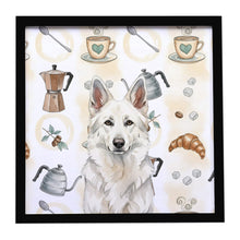 Load image into Gallery viewer, White German Shepherd Coffee Bar Framed Metal Print
