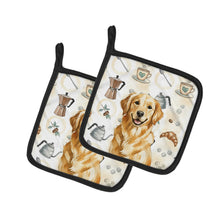 Load image into Gallery viewer, Golden Retriever Coffee Bar Pair of Pot Holders