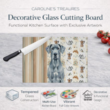 Load image into Gallery viewer, Blue Great Dane Coffee Bar Glass Cutting Board