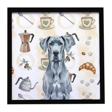Load image into Gallery viewer, Blue Great Dane Coffee Bar Framed Metal Print