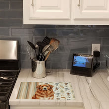 Load image into Gallery viewer, Reddish Brown Great Pyrenees Coffee Bar Glass Cutting Board