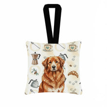 Load image into Gallery viewer, Reddish Brown Great Pyrenees Coffee Bar Hanging Square Fabric Ornament 3.5 × 3.5