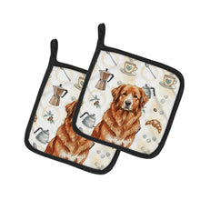 Load image into Gallery viewer, Reddish Brown Great Pyrenees Coffee Bar Pair of Pot Holders