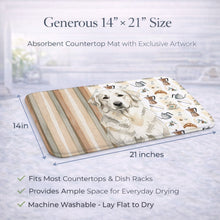 Load image into Gallery viewer, White Great Pyrenees Coffee Bar Dish Drying Mat