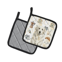 Load image into Gallery viewer, White Great Pyrenees Coffee Bar Pair of Pot Holders