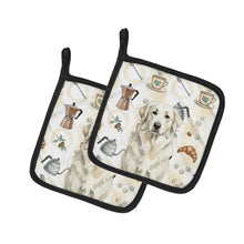 Load image into Gallery viewer, White Great Pyrenees Coffee Bar Pair of Pot Holders